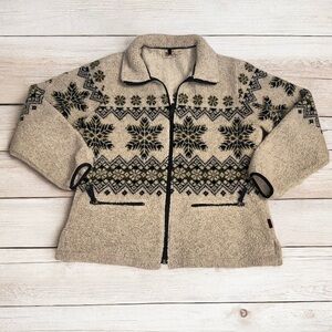 VTG Woolrich Women’s Beige Snowflake Holiday Cottagecore Teddy Jacket ~ Size M